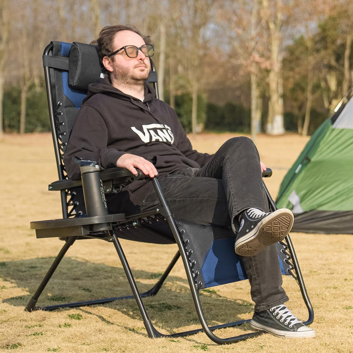 Sillas salón Zero Gravity 2 Pzas reclinables negro/azul