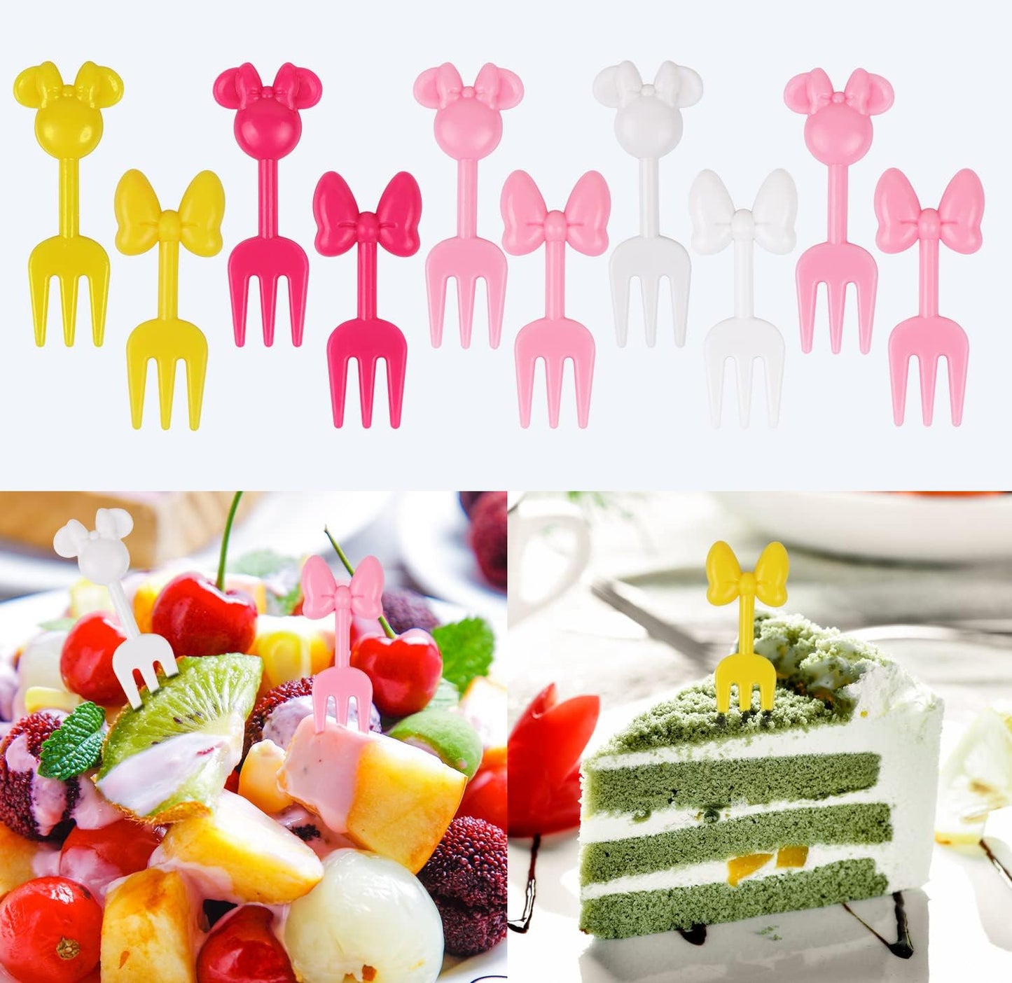 10 Palillos Mini Tenedores Frutas Caja Bento