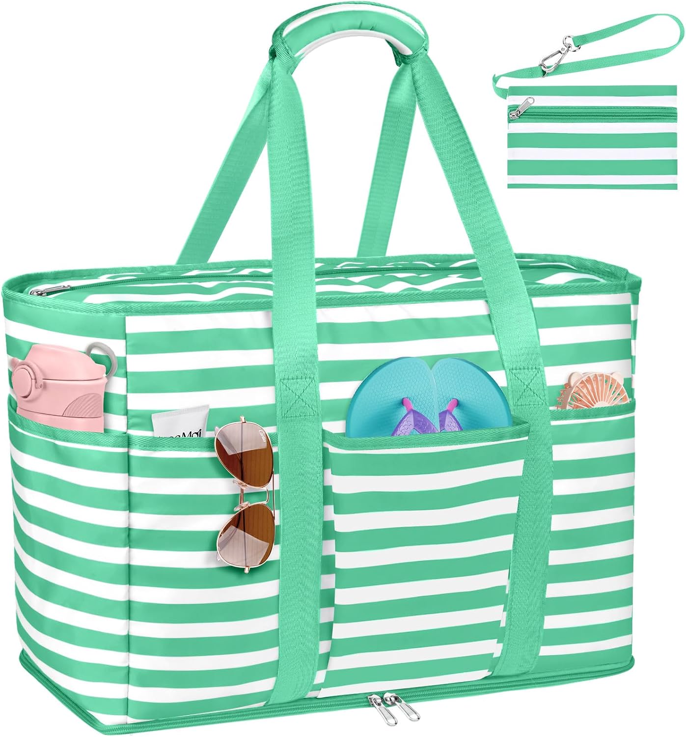 Bolsa playa mujer 12 bolsillos impermeable a prueba de arena