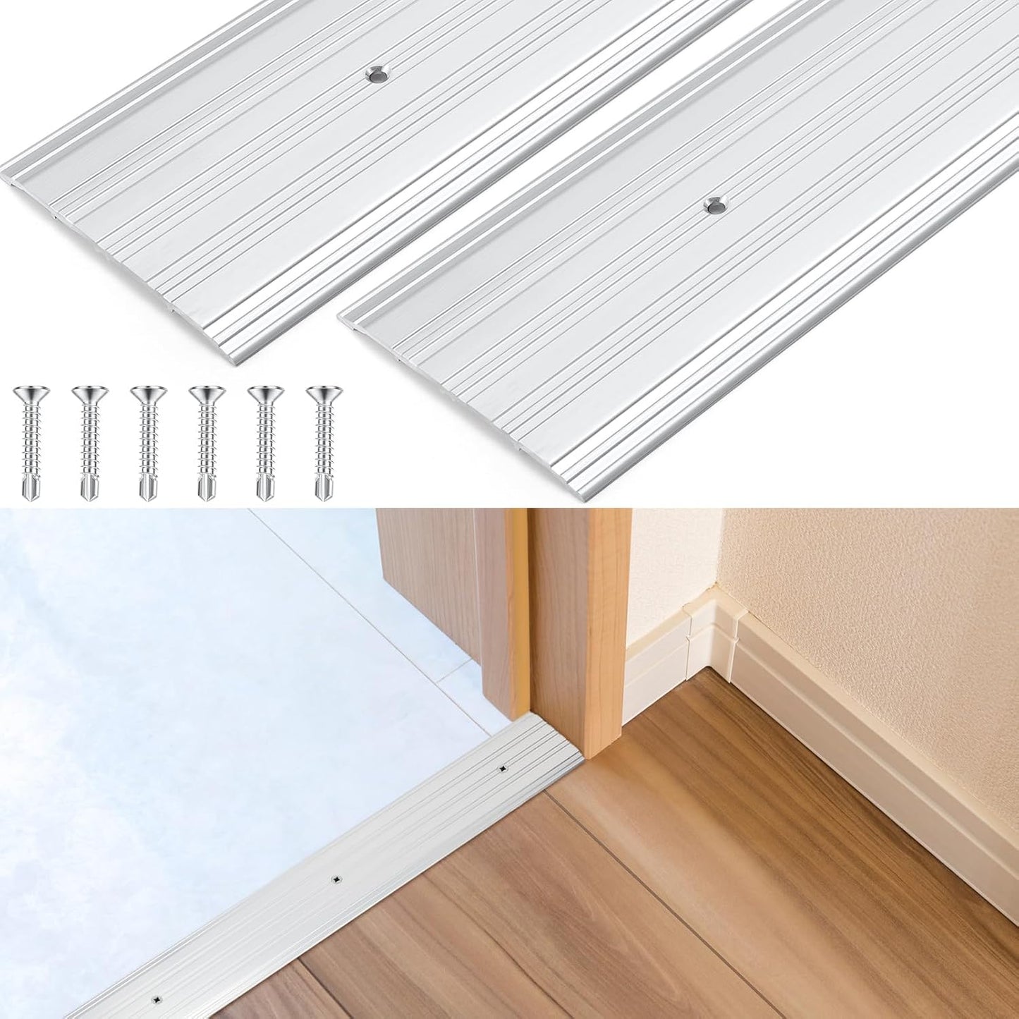 2 Pzas Umbral Puerta Aluminio 5x1/4x72pulg Plano Comercial