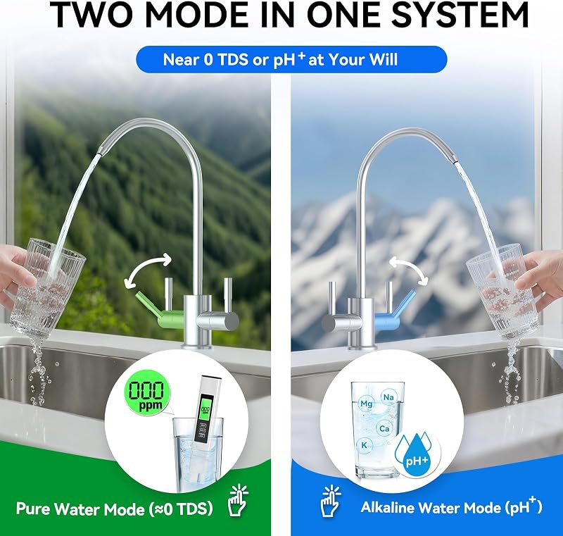 Filtro agua RO doble salida sin tanque UV alcalino 12 capas