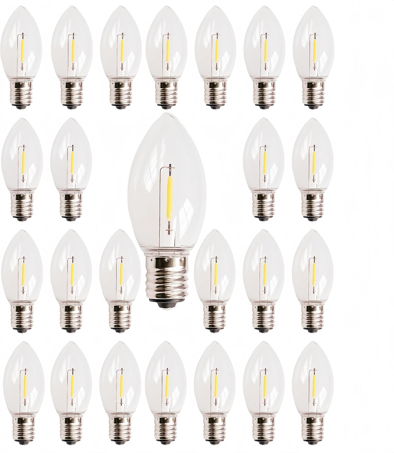 Bombillas LED blanco cálido pack 25 E17 y luces navidad C9