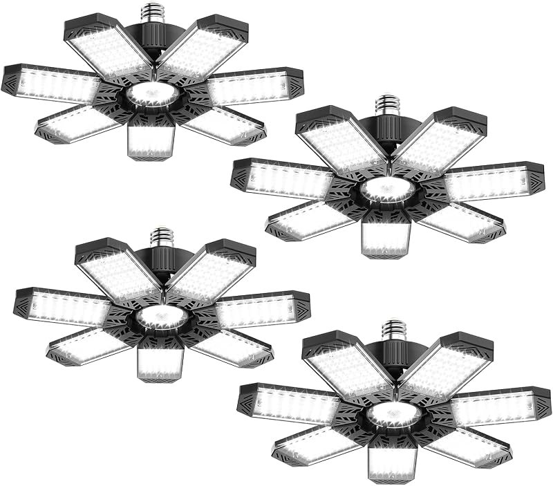 4 Luz LED Garaje 200W 7 Paneles Ajustables E26/E27