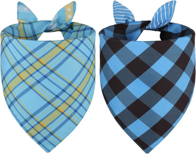 Bufanda triangular reversible perro azul XL duradero