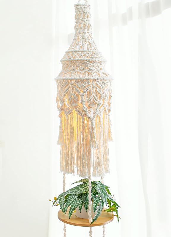 Estante colgante macramé algodón 3 niveles decoración