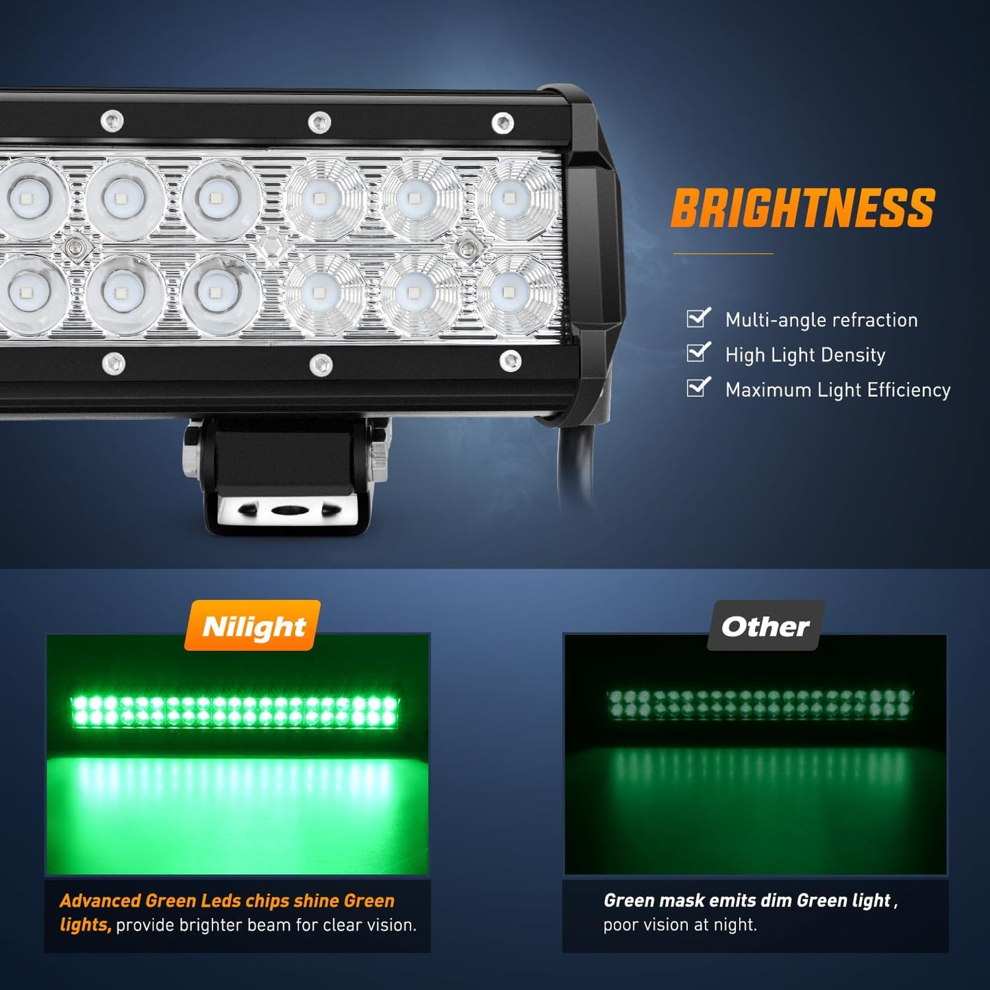 Barra LED 20pulg 126W haz verde reflector