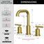 Grifo baño 3 agujeros oro cepillado 8pulg asas boquilla giratoria