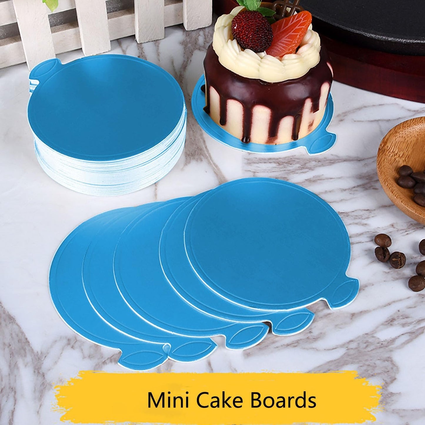 Mini tableros tartas 3.15pulg 50uds redondos azul