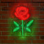 Letrero LED neón rosa con base para dormitorio y garaje