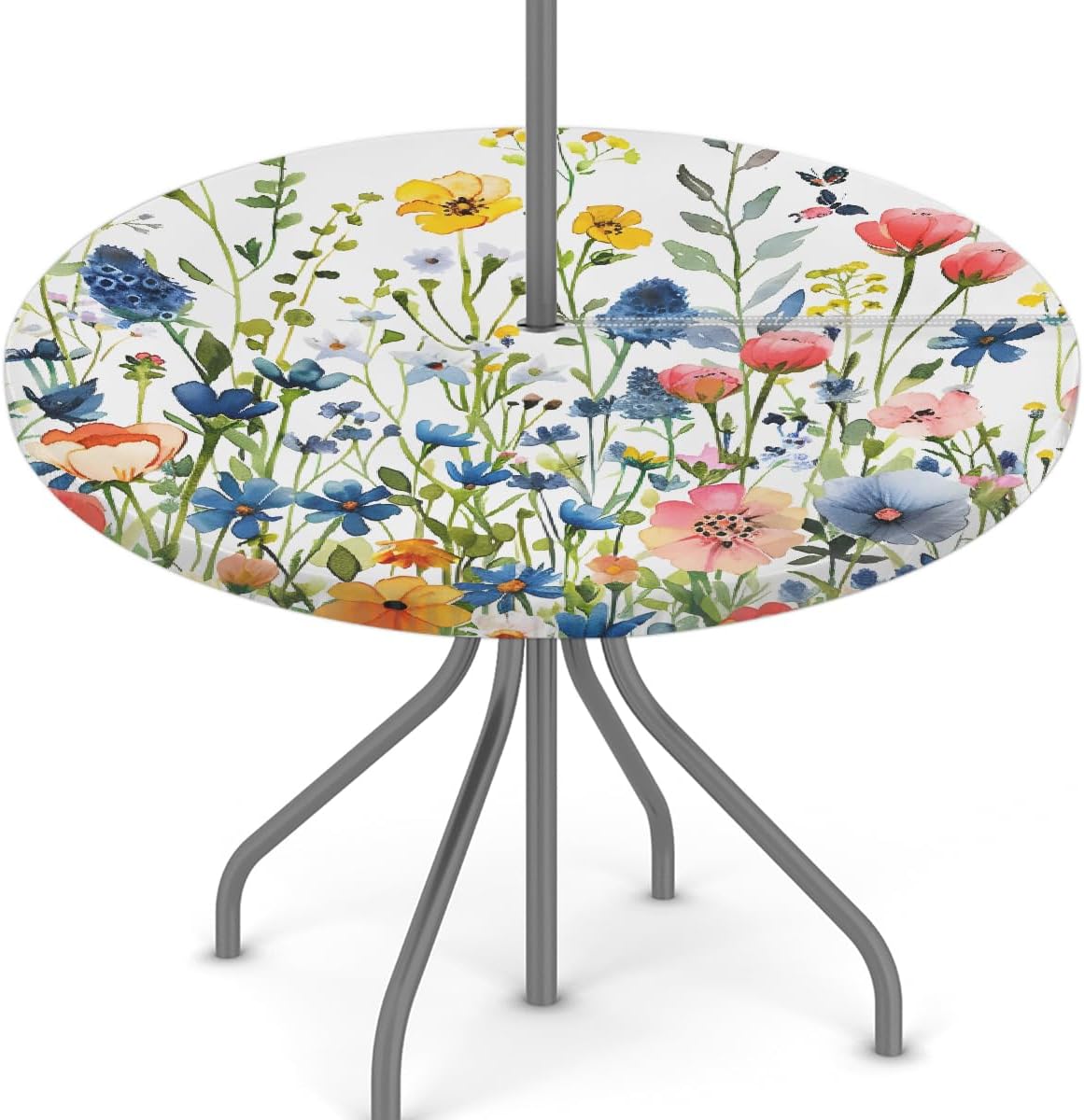 Mantel exterior redondo ajustable impermeable diseño floral