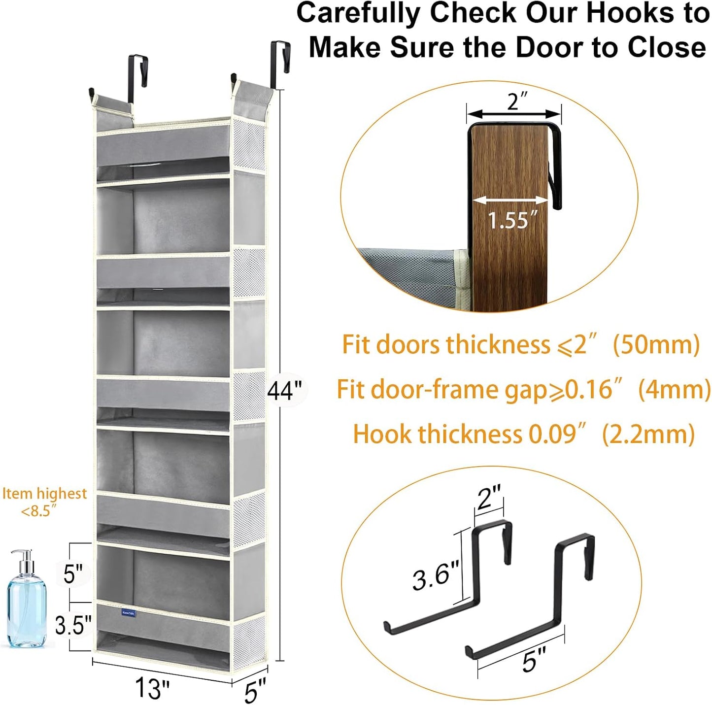 2 Organiz. puerta 5 estantes 10 bolsillos baño dormitorio