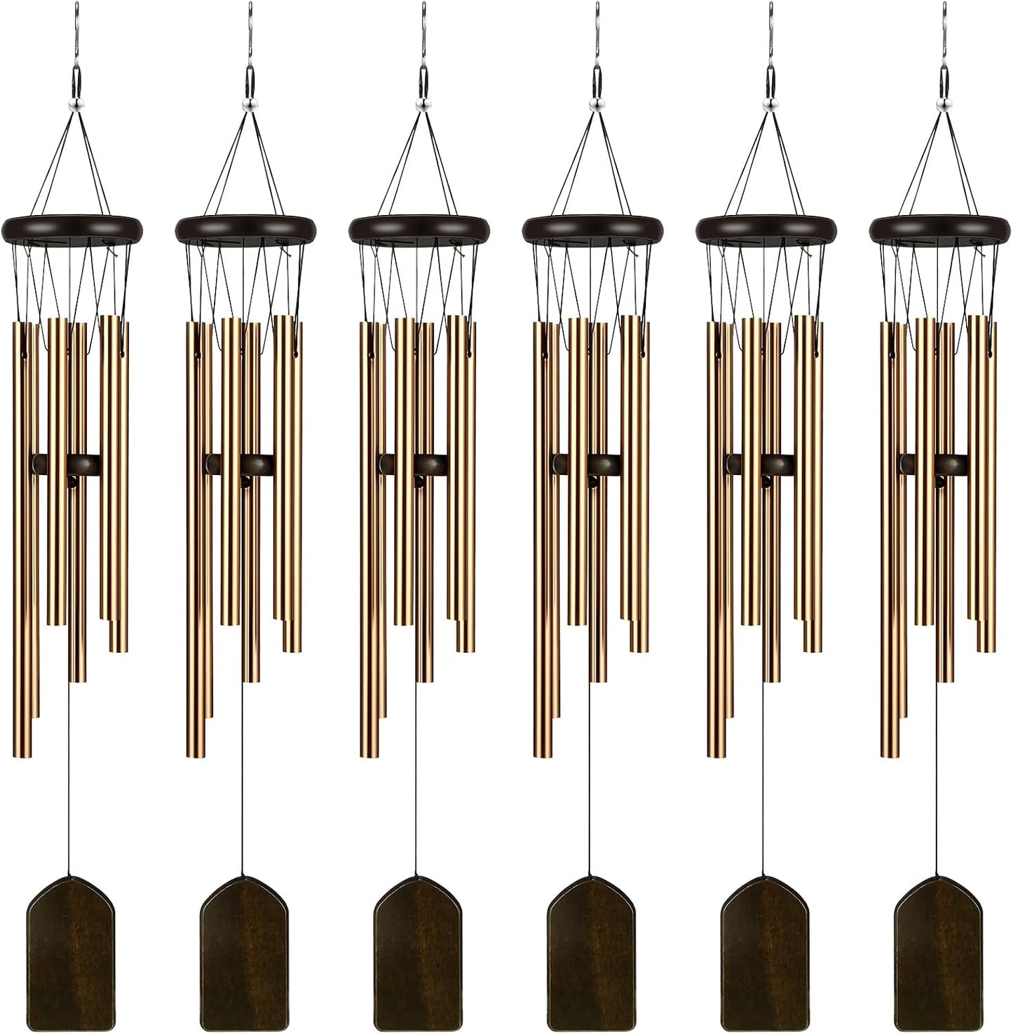 6 Campanillas Viento Rústicas 28pulg Bronce Tubos Aluminio