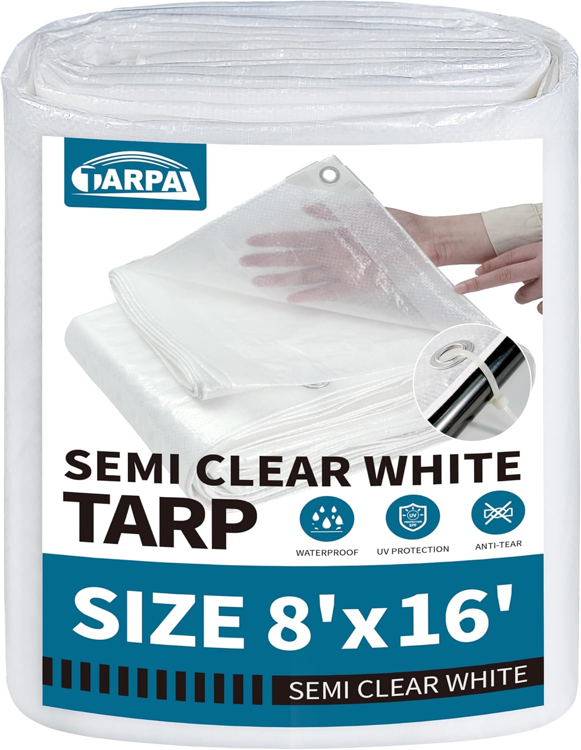 Lona blanca semi transparente 8x16ft impermeable