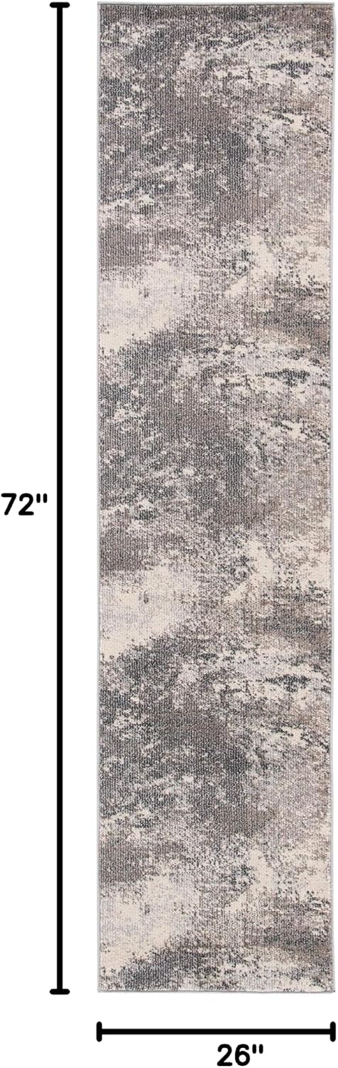 Alfombra pasillo 2'2"x6' beige gris no pelusa abstracta