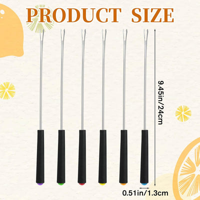 6 Palitos Fondue 9.5pulg Acero Inox para Barbacoa