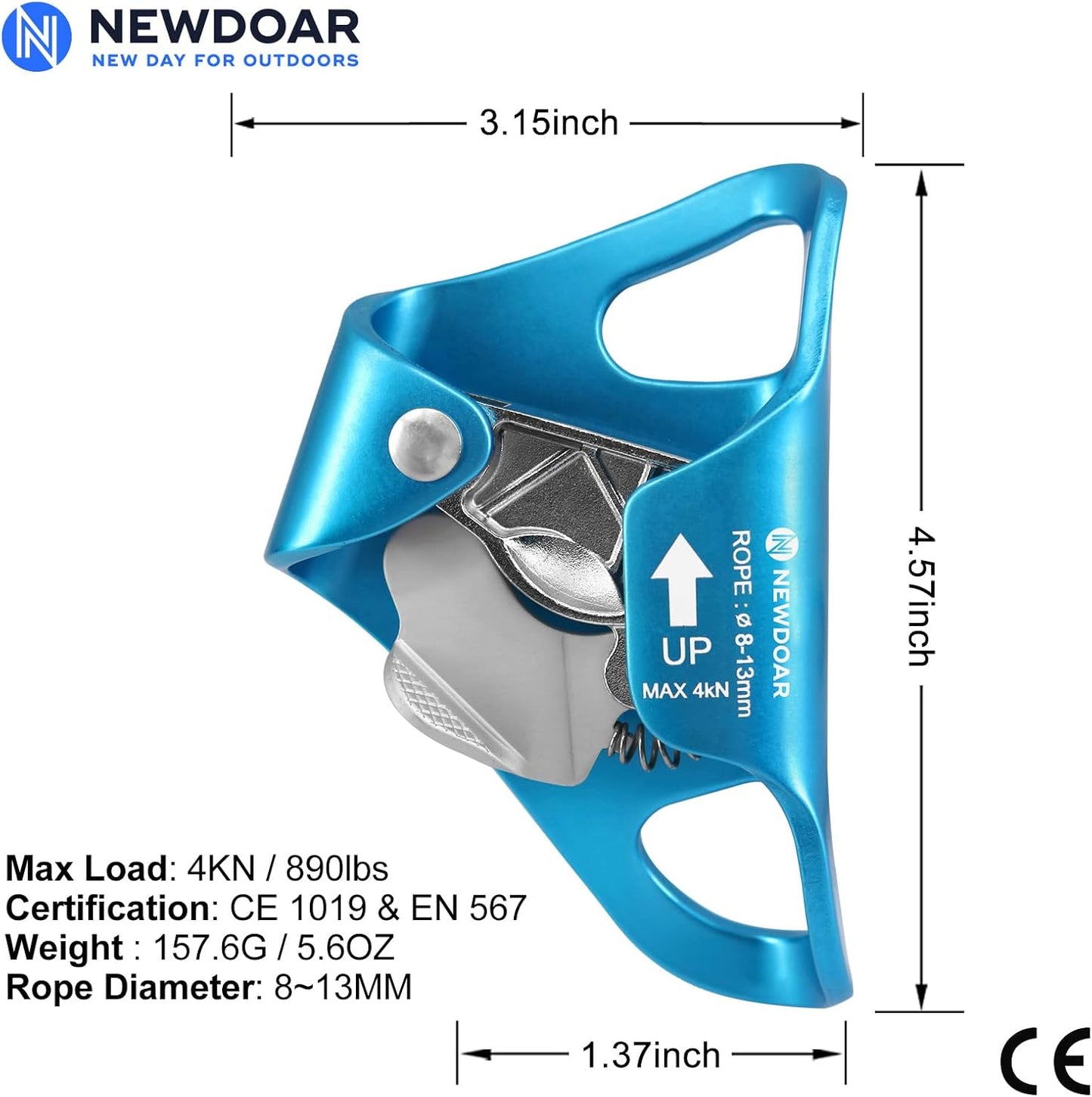 Abrazadera cuerda certificada CE para escalada 8-13mm