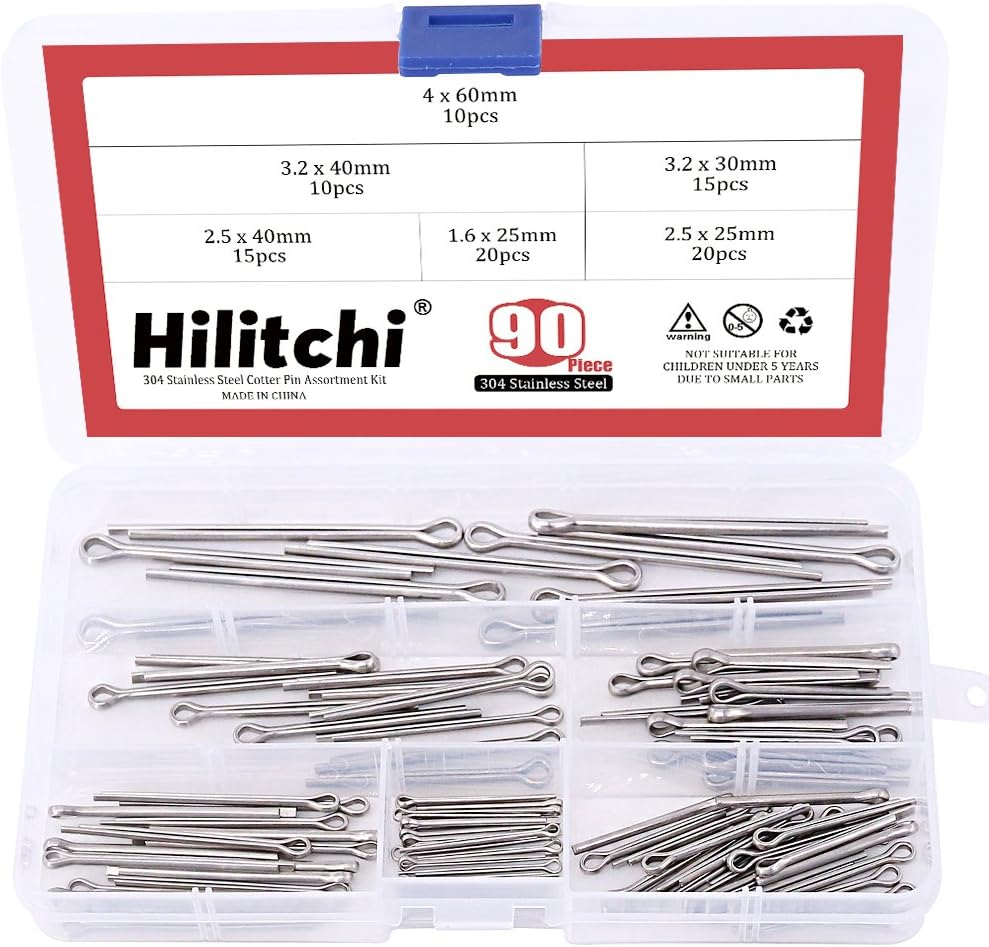 Kit 90 pasadores chaveta acero inox 304