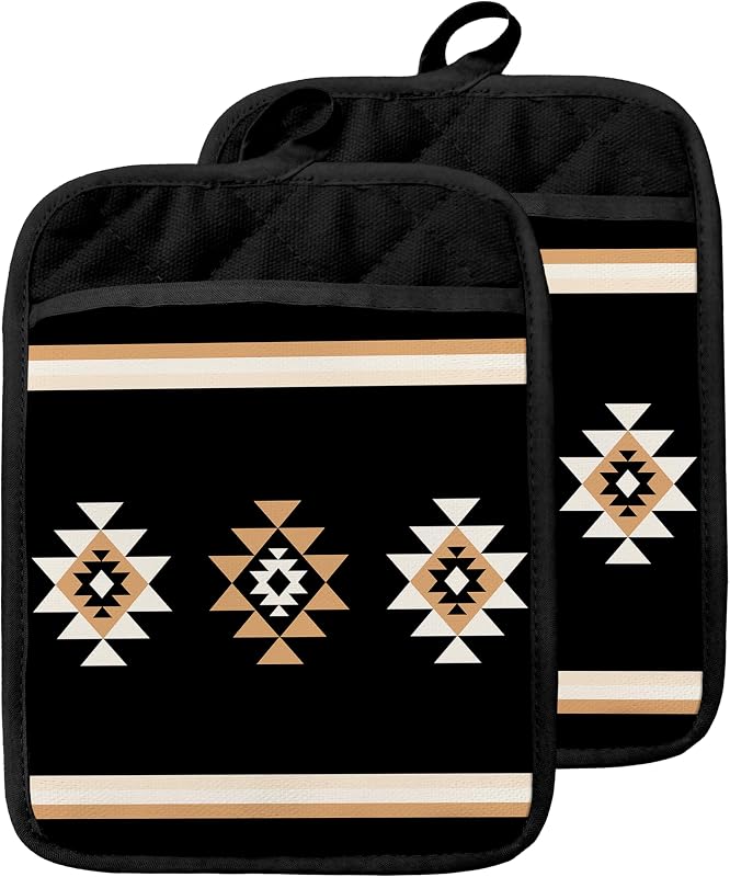Soportes ollas bolsillos estilo suroeste negro para horno