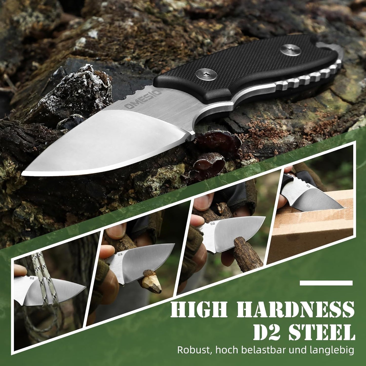 Cuchillo cuello 5.43pulg acero D2 mango G10 táctico