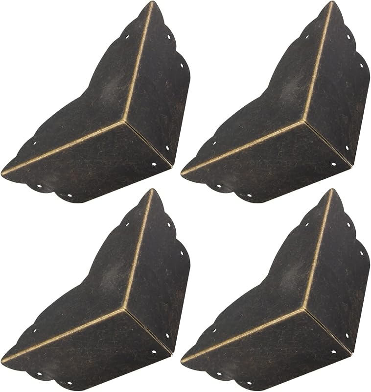 4 Protectores Esquina Metal Bronce Antiguo 2.76x2.76x1.18pulg