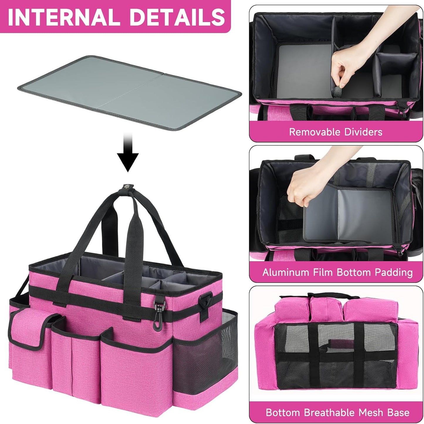 Carrito limpieza con mango bolsa rosa