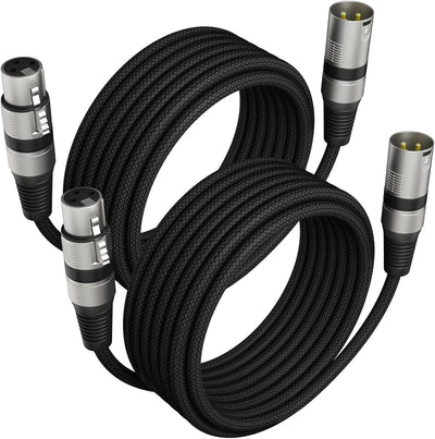 2 Cables XLR Profesionales 25ft Trenzados Negro