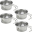 Taza acero inox 2oz con asa para camping plateado set 4