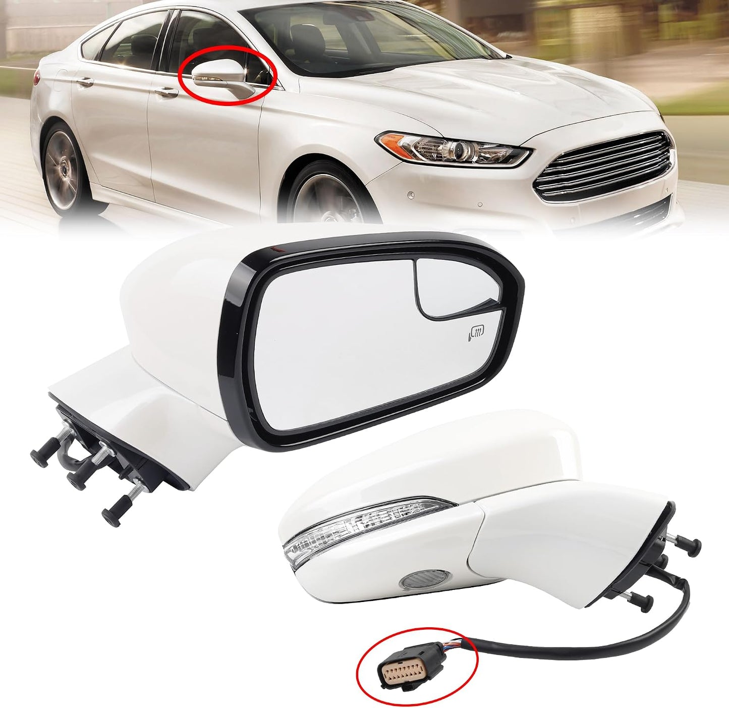 Espejo lateral Ford Fusion 16-20 con luz señal plegable