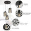 Luces colgantes isla cocina hierro negro ajustable vidrio