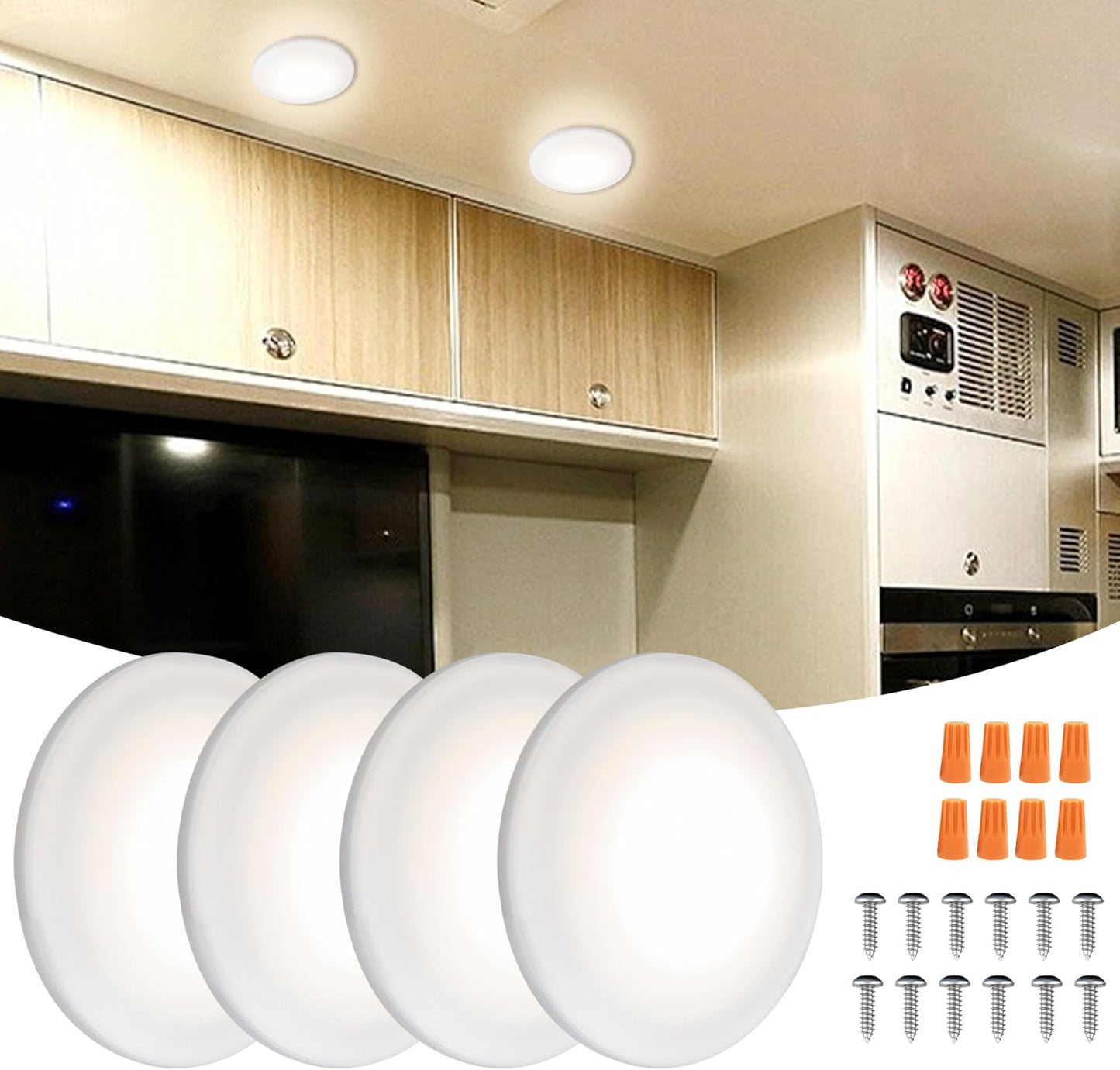 4 Luces LED DC12V para RV 4.5" Montaje Superficie