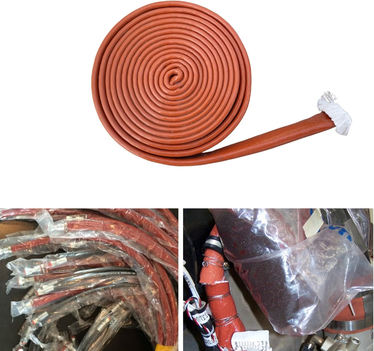 Funda térmica 40mm x 3 pies silicona fibra vidrio color rojo