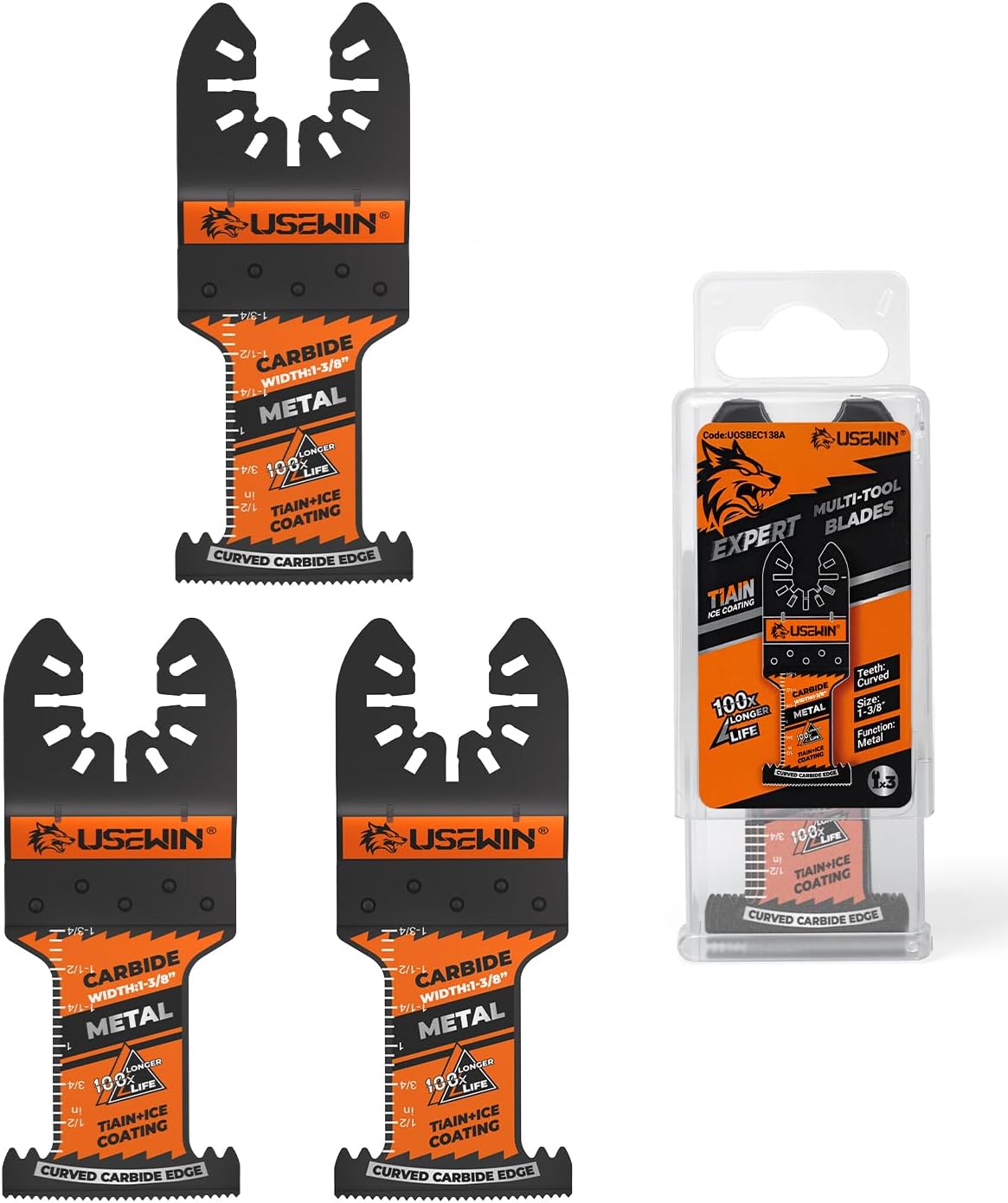 Pack 3 cuchillas oscilantes carburo metal madera cobre