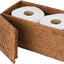 Caja ratán almacenamiento rollos inodoro rectangular marrón