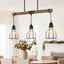 Lámpara colgante cocina 63pulg metal negro madera rústica
