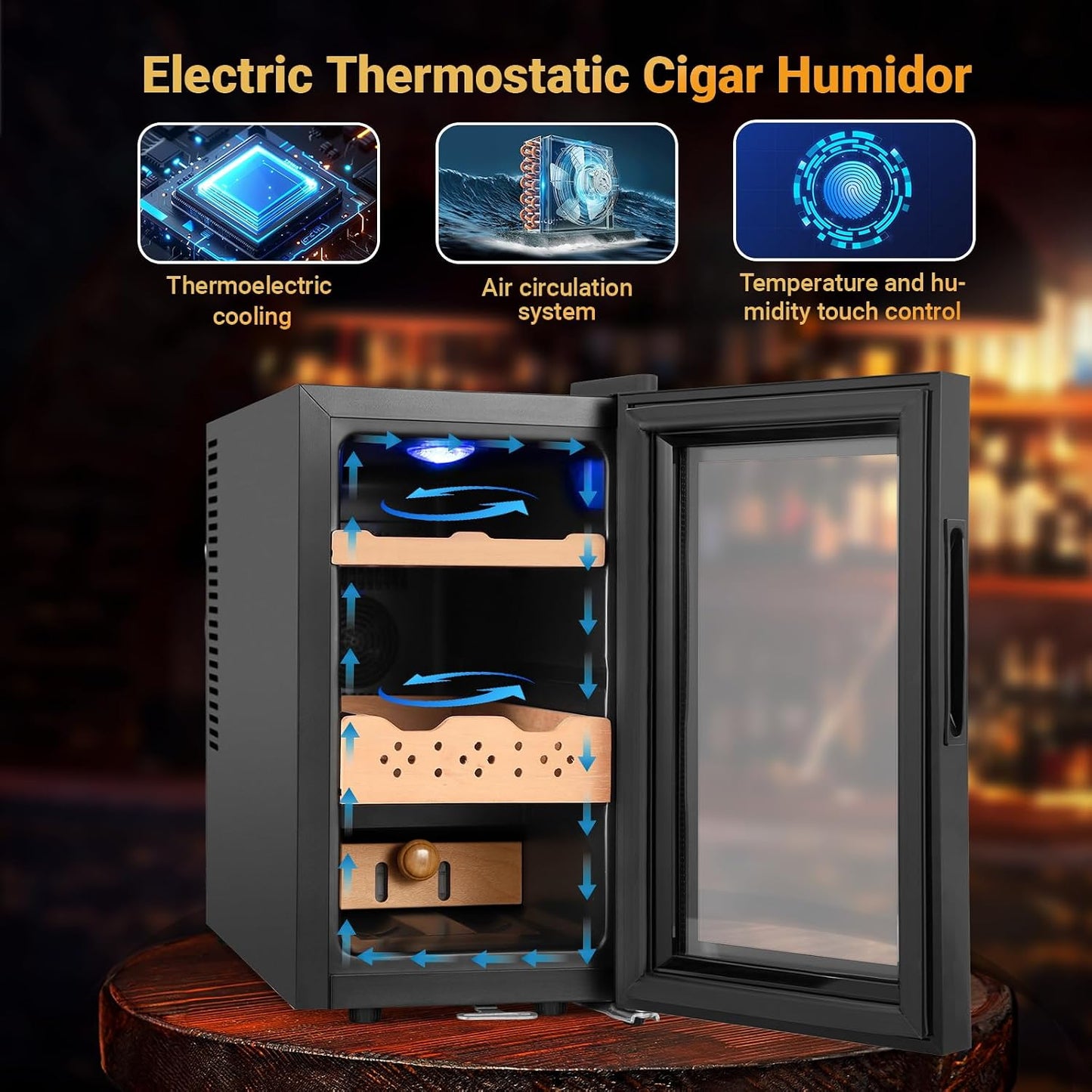 Humidor eléctrico 25L cedro termostato LED