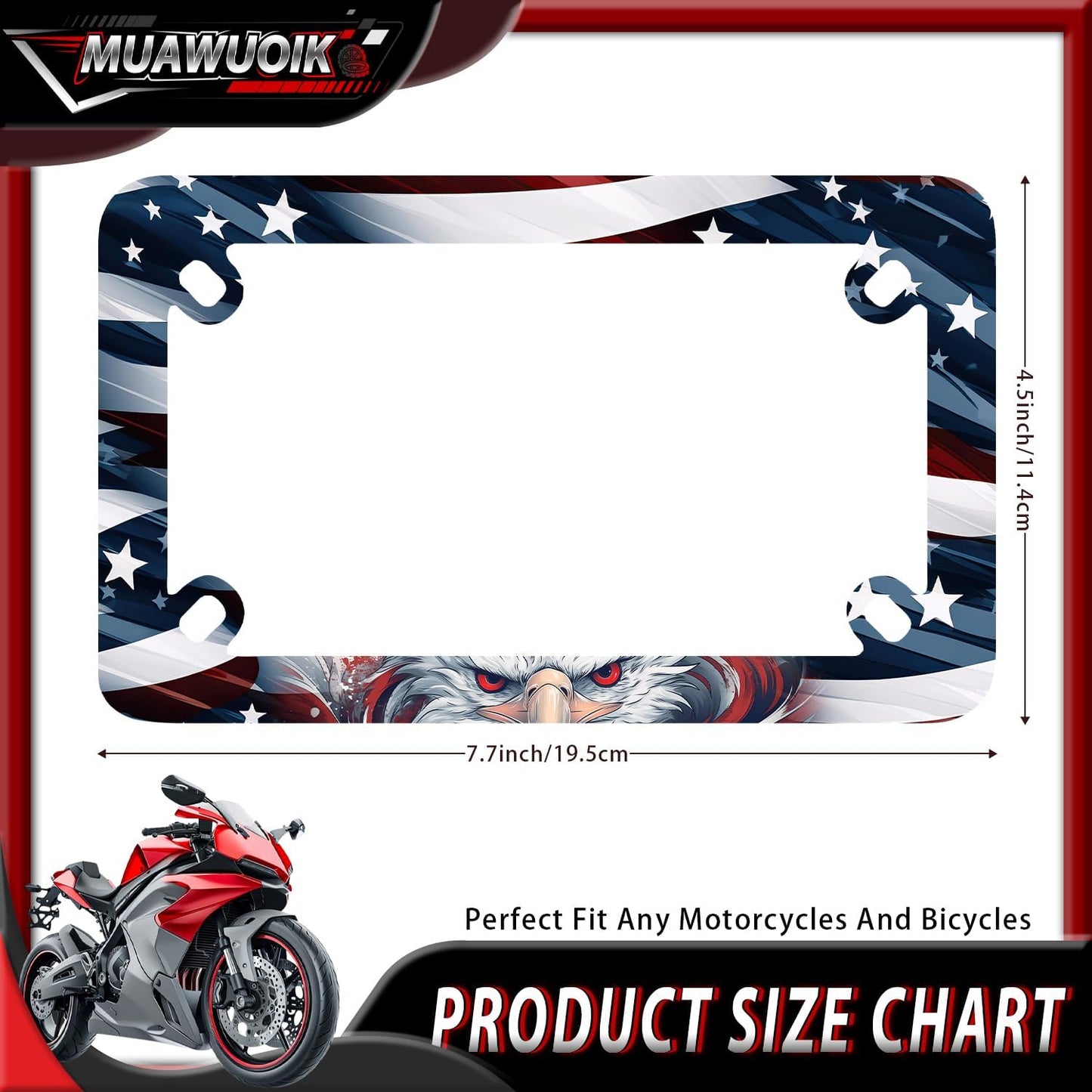 Marco placa motocicleta acero inox bandera americana