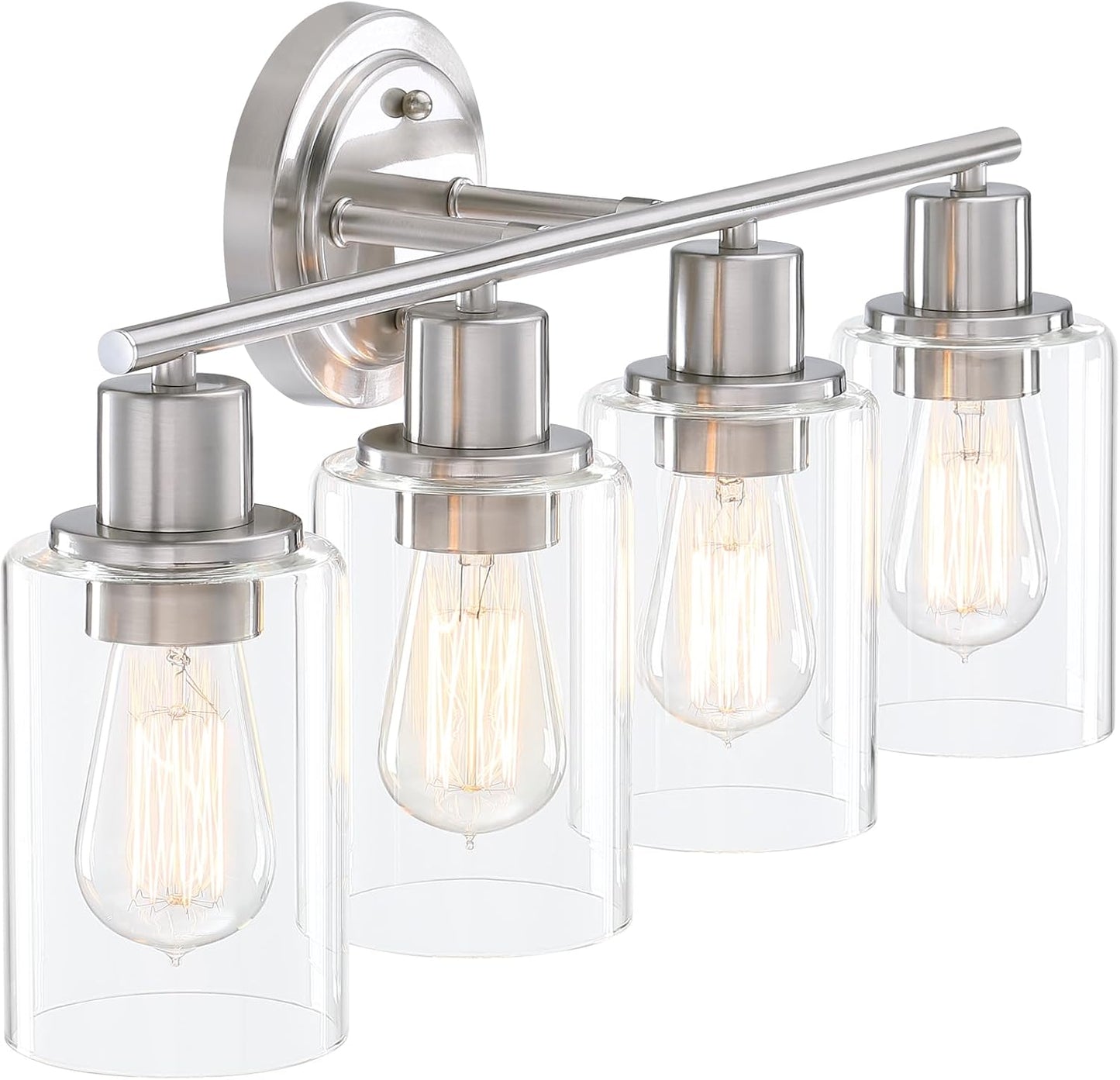 Lámpara níquel cepillado 4 luces sobre espejo baño