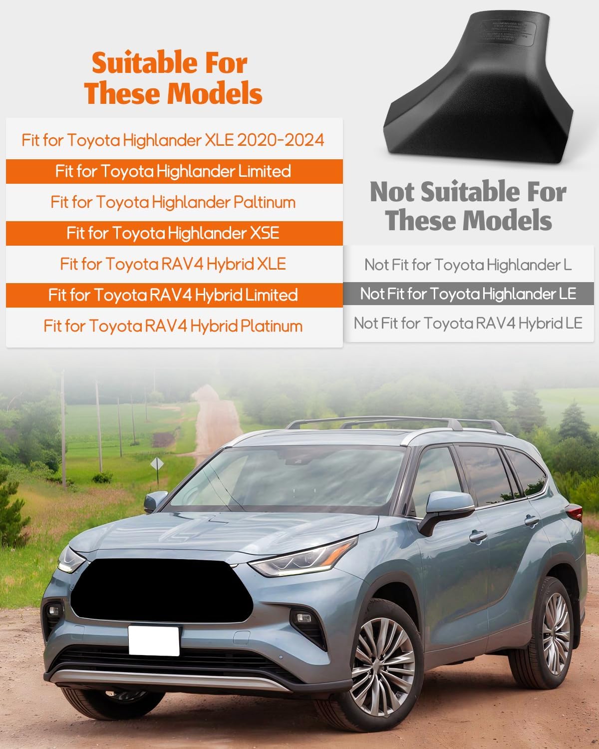 Tapa extremo carril rack techo Toyota Highlander 20-24