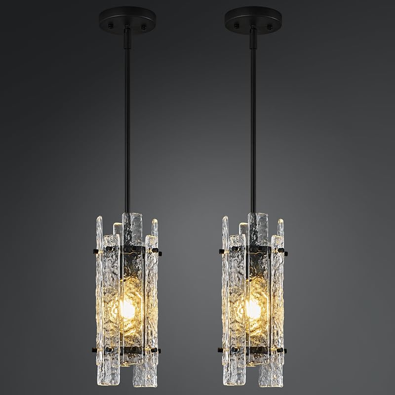 Lámpara colgante cristal negra ajustable para cocina