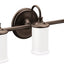 Lámpara baño doble montaje 3 luces vidrio esmerilado bronce