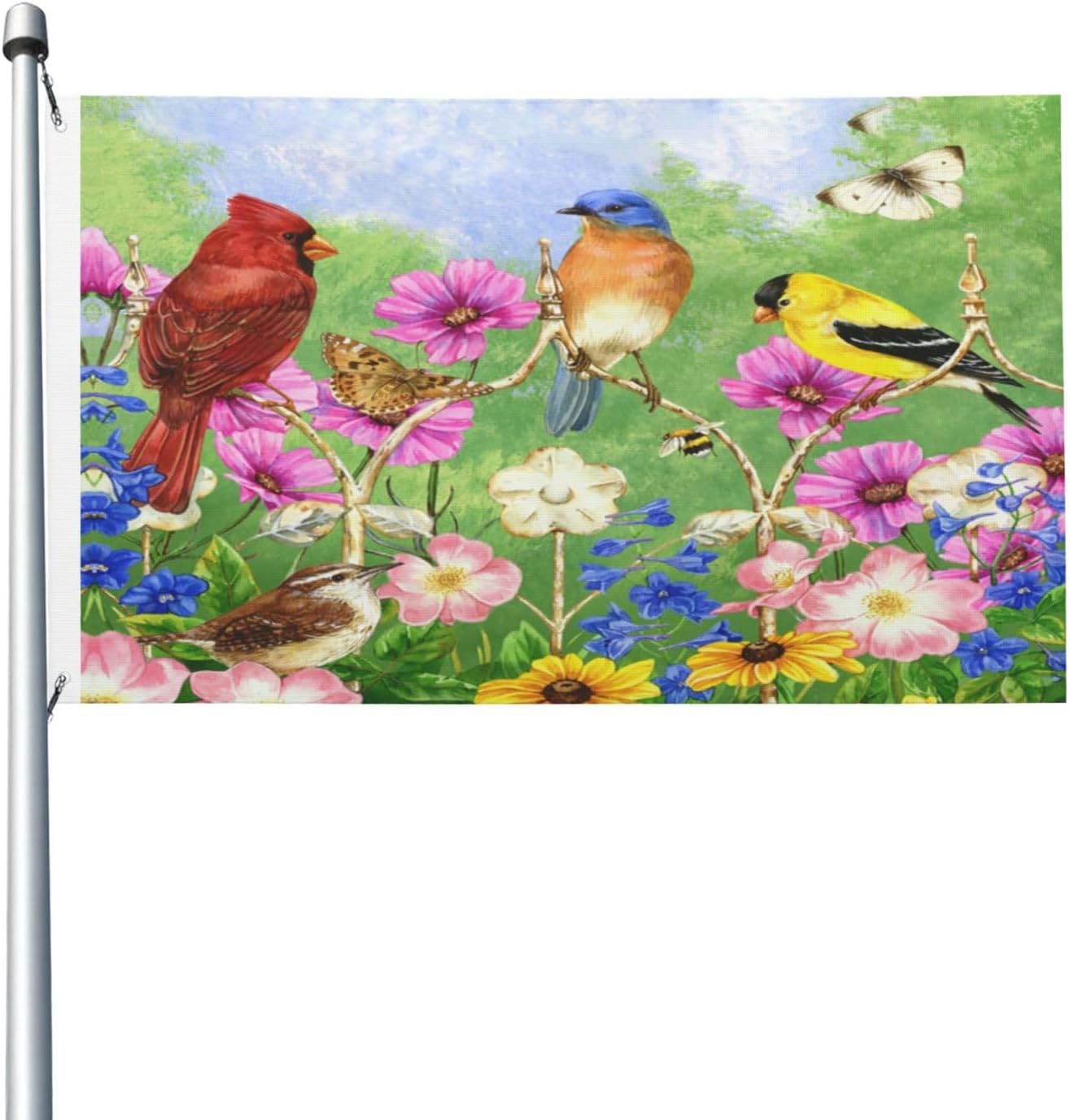 Bandera mariposa flores 3x5ft poliéster decorativa
