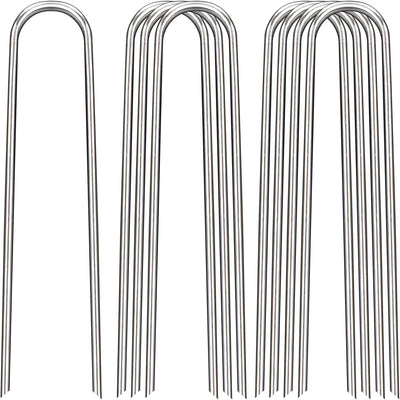 Grapas paisajismo 8" pack 12 estacas galvanizadas forma U
