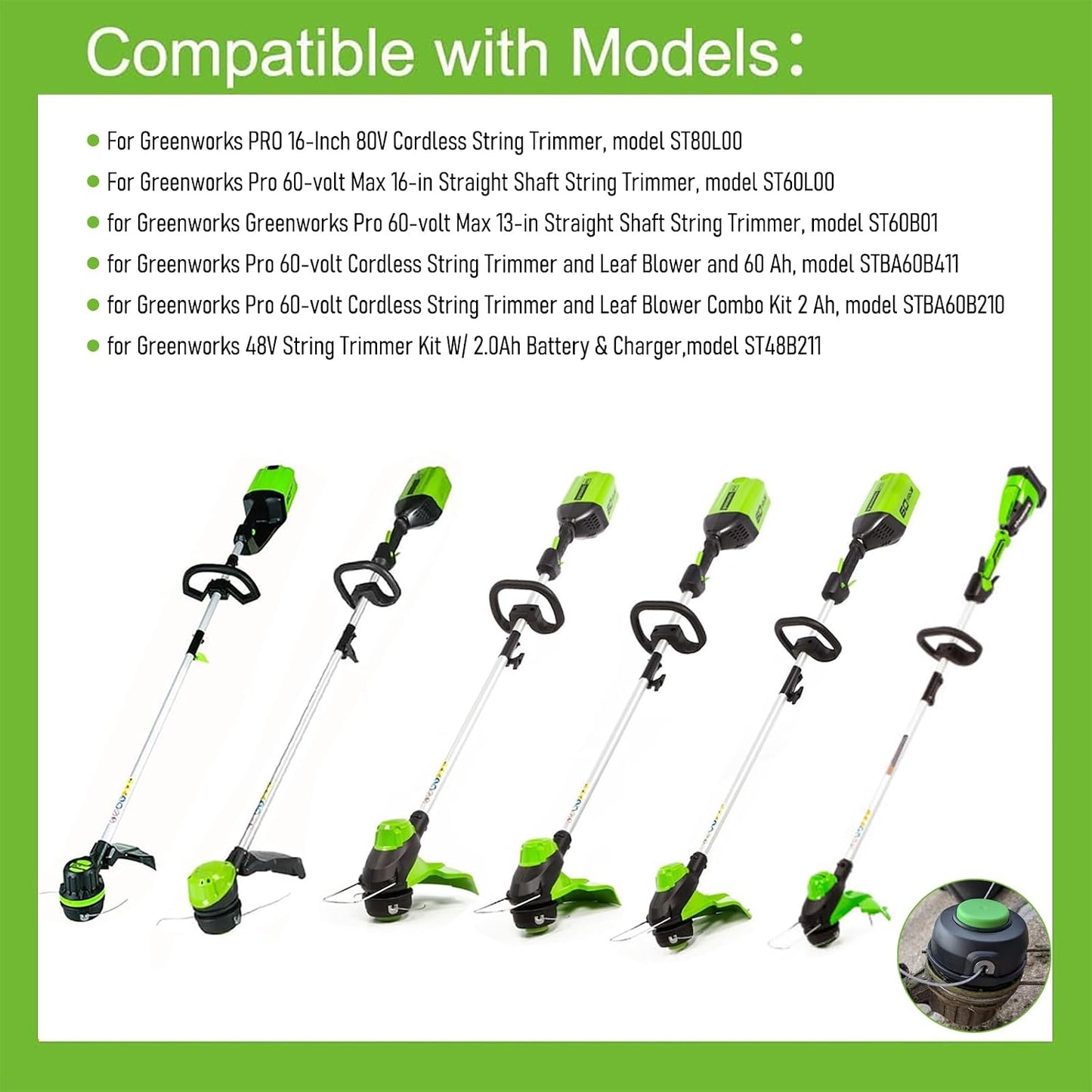 Carrete dual STF402 para Greenworks 80V ST80L210