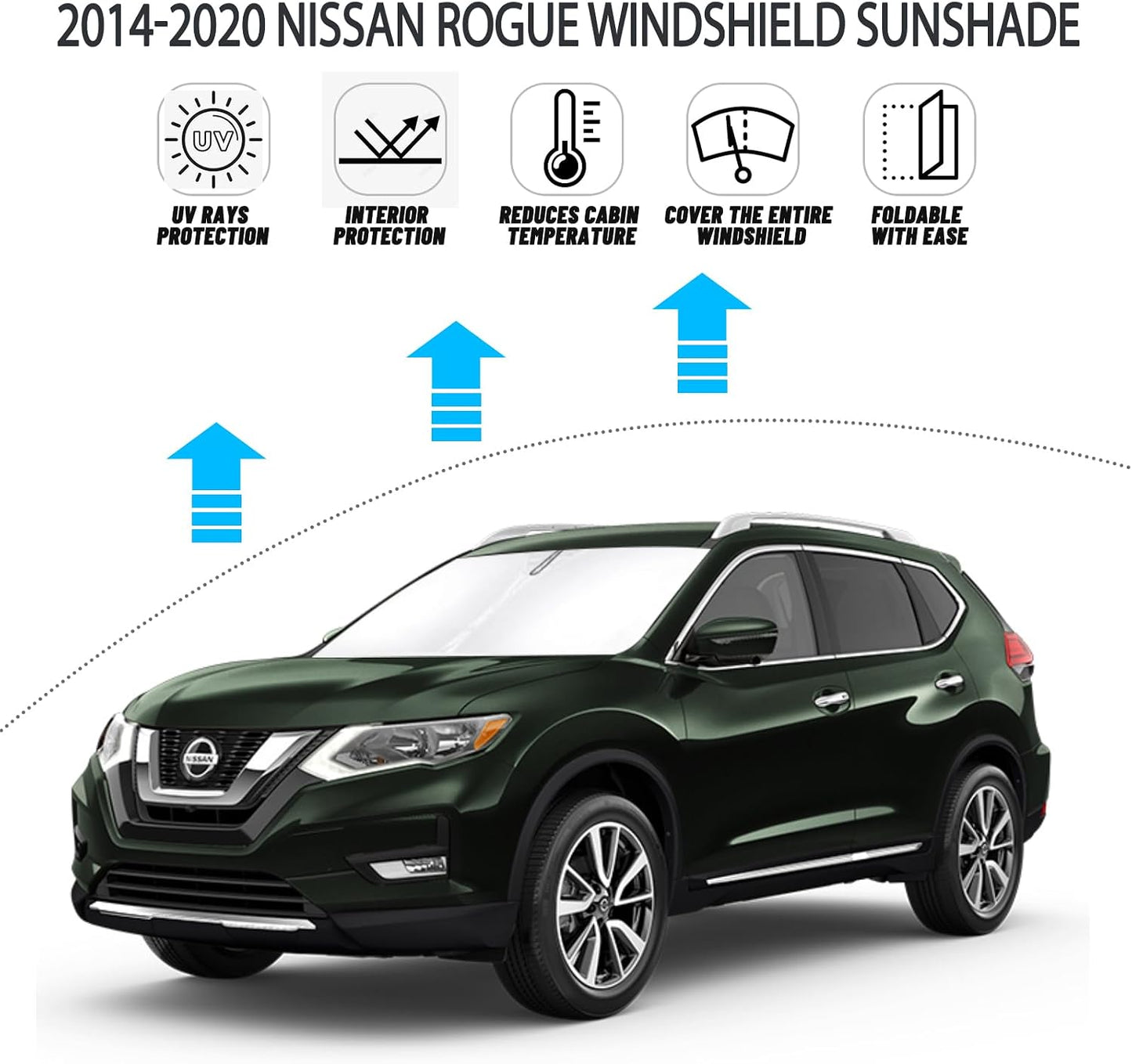 Parasol parabrisas Nissan Rogue 14-20 210T 2 capas plegable