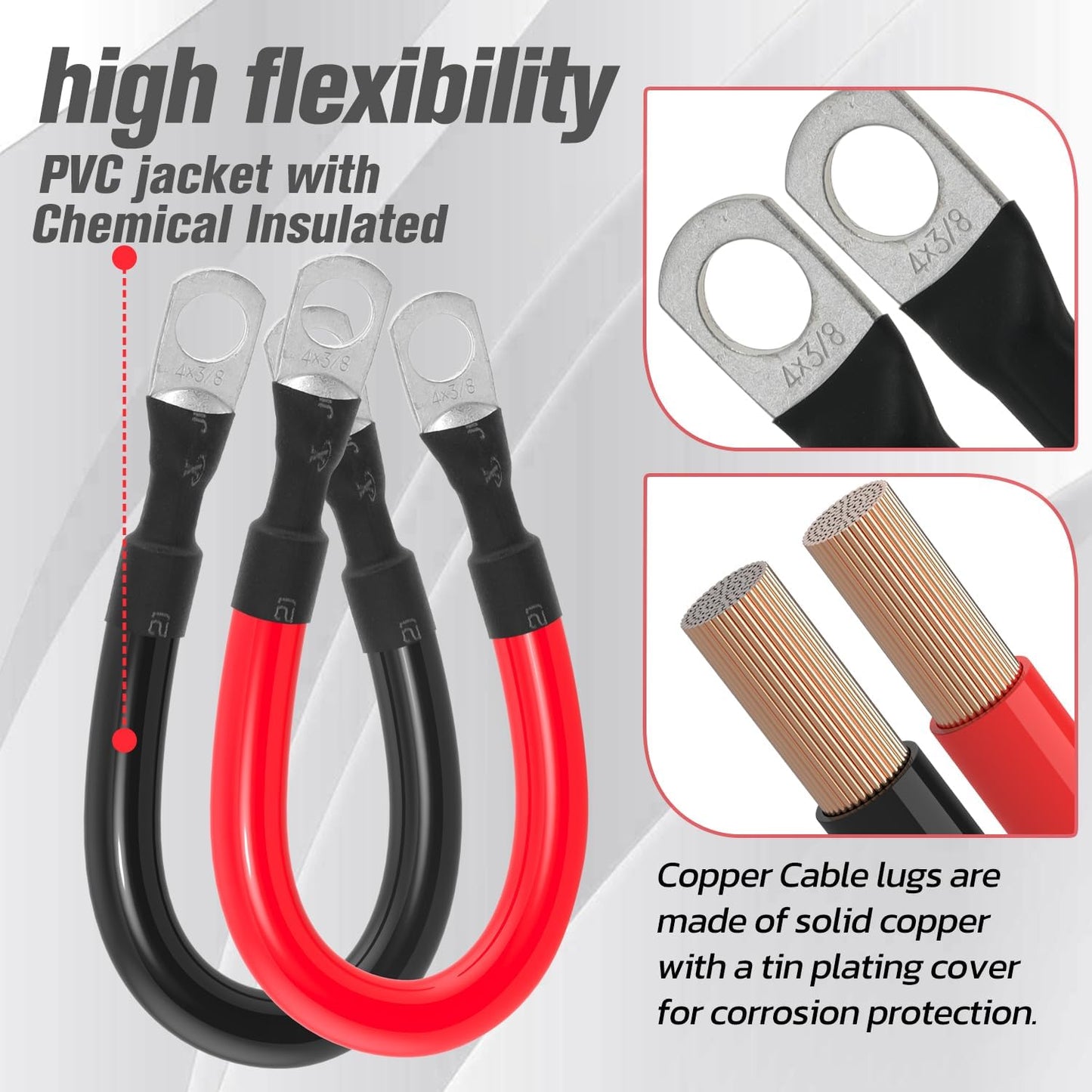 Cable batería 4 AWG para automotriz solar marino 1 pie