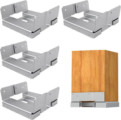 Base poste 8x8pulg set 4 soportes Dacromet hormigon