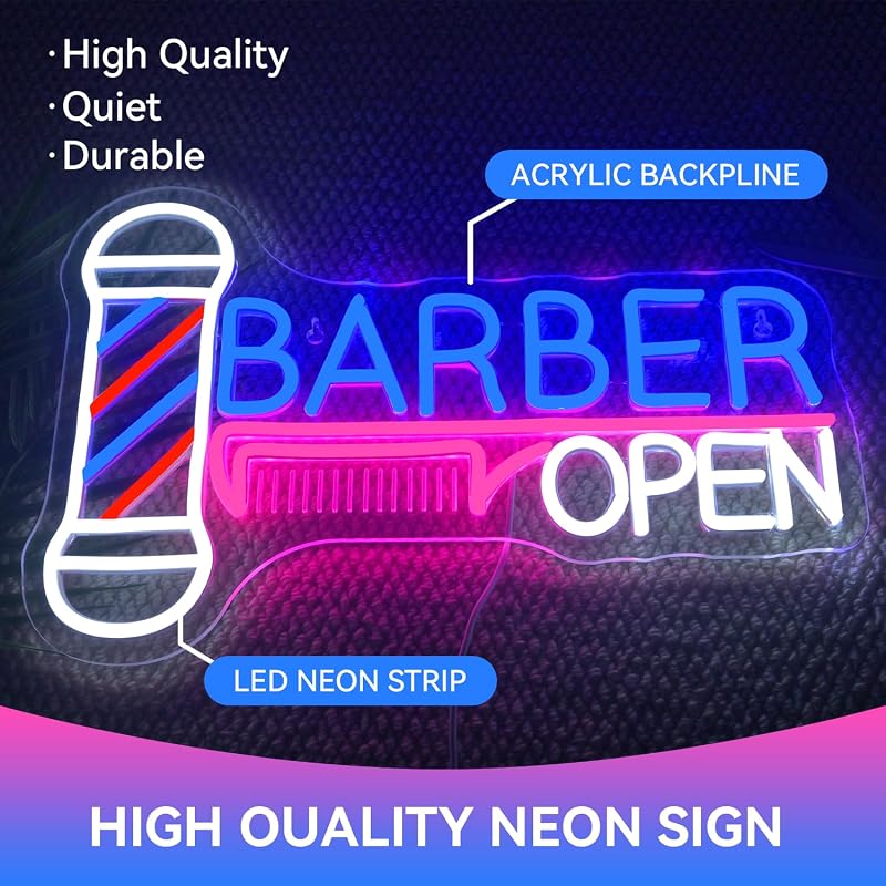 Letrero LED abierto para peluquería 15.74x14.17" USB