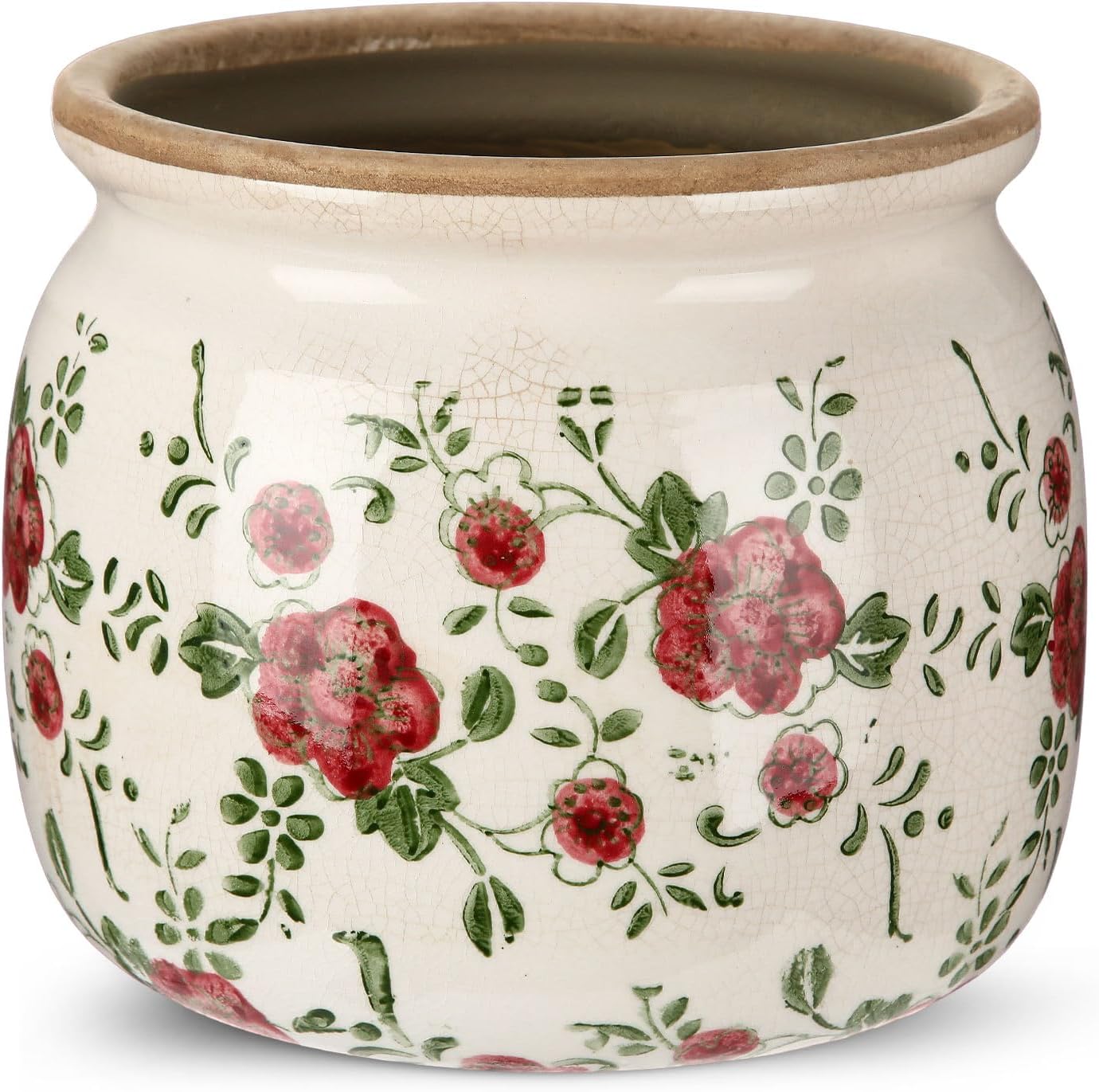 Maceta cerámica vintage para plantas vaso rojo grieta