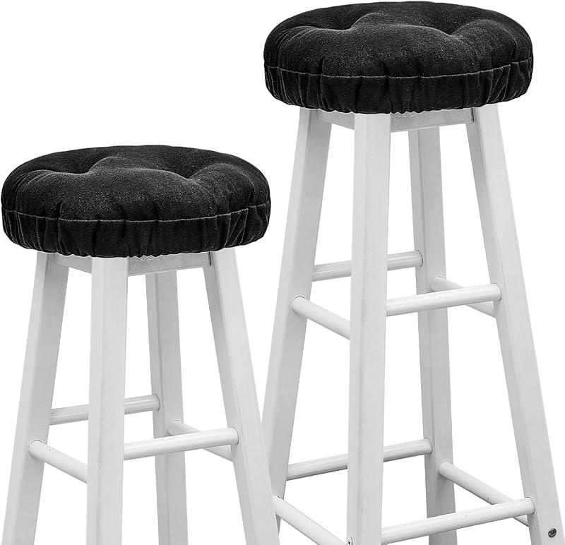 2 fundas taburete cojines redondos suaves 13pulg negro