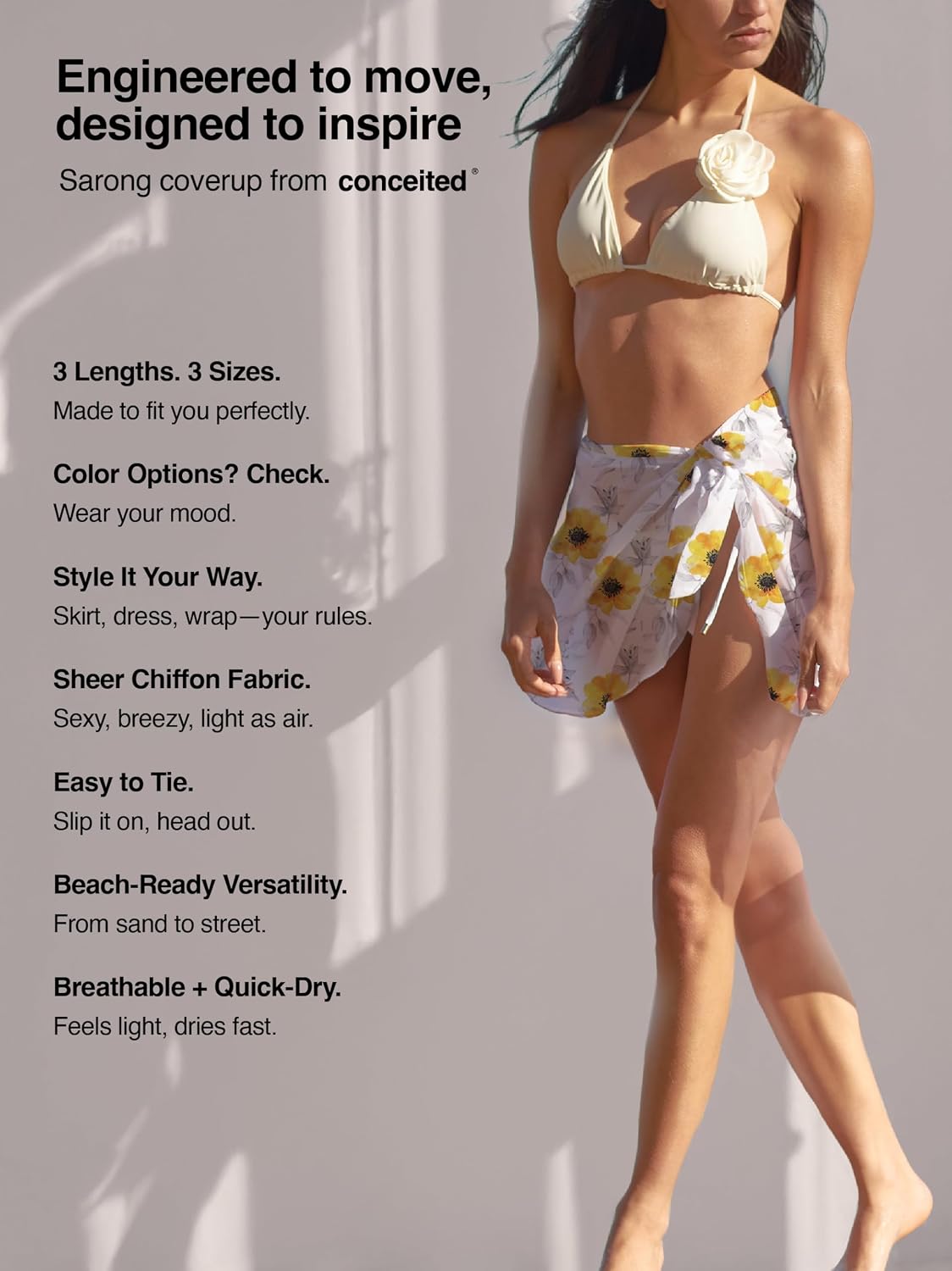 Sarong Wrap Skirt para Baño de Chifón Translúcido